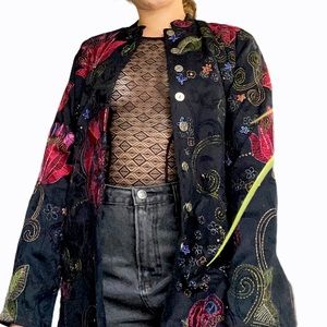 Floral embroidered beaded jacket